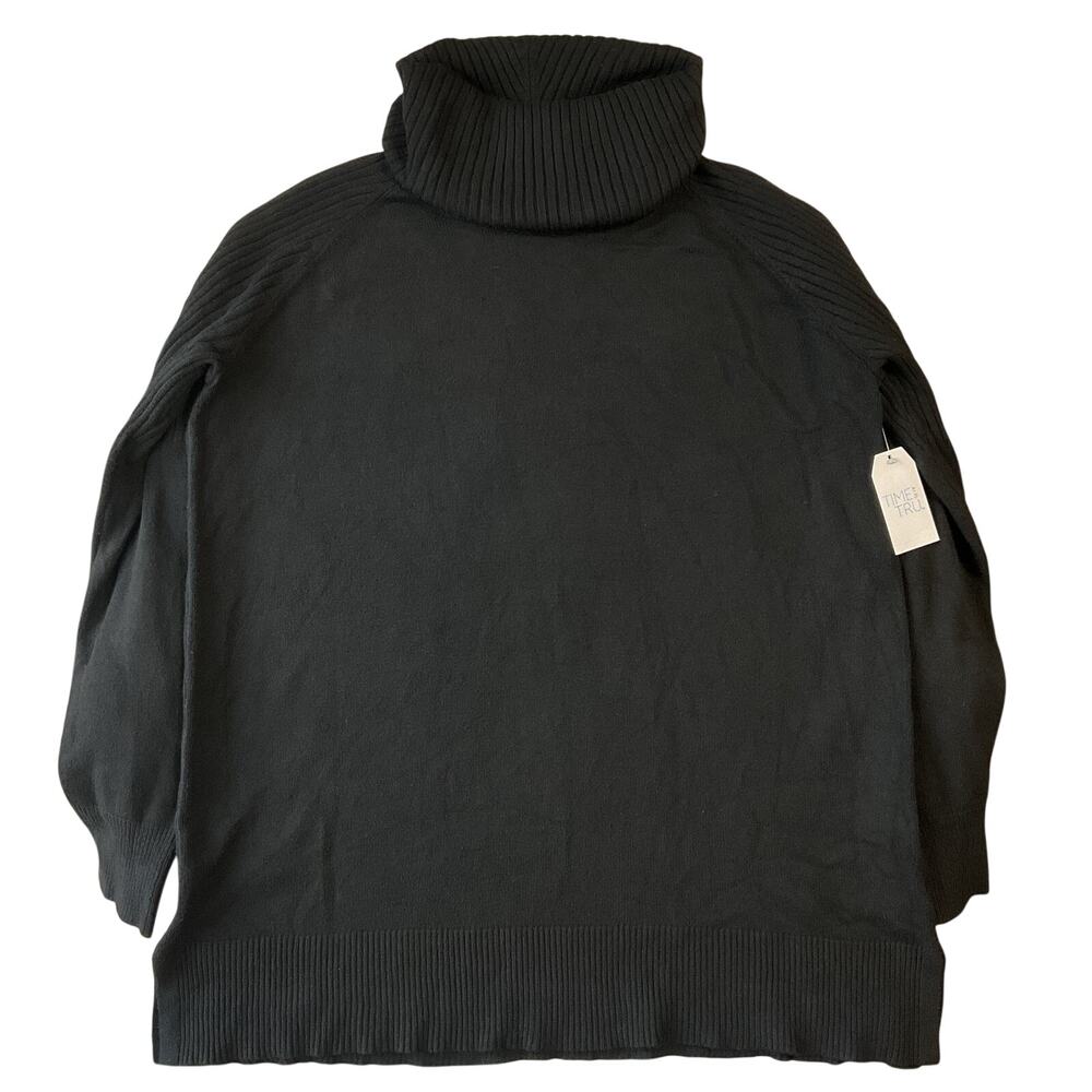 Time And Tru Women Sweatshirt XL (16-18) Black Rayon Long Sleeve Turtleneck NWT